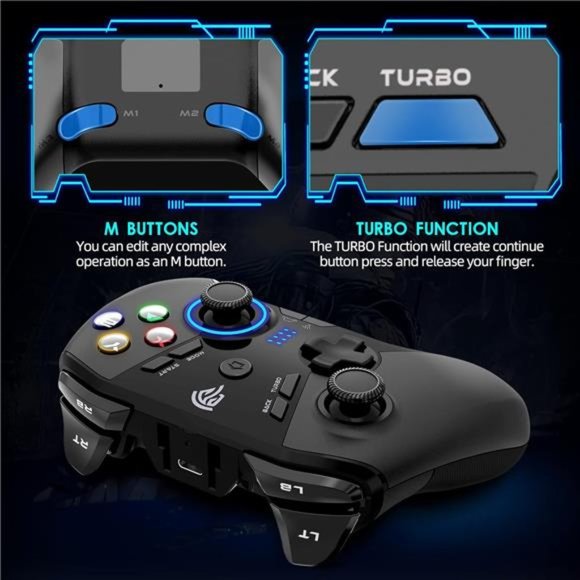 Wireless Gaming Controller, Dual Vibrate Plug and Play Gamepad Joystick - Picture 4 of 5